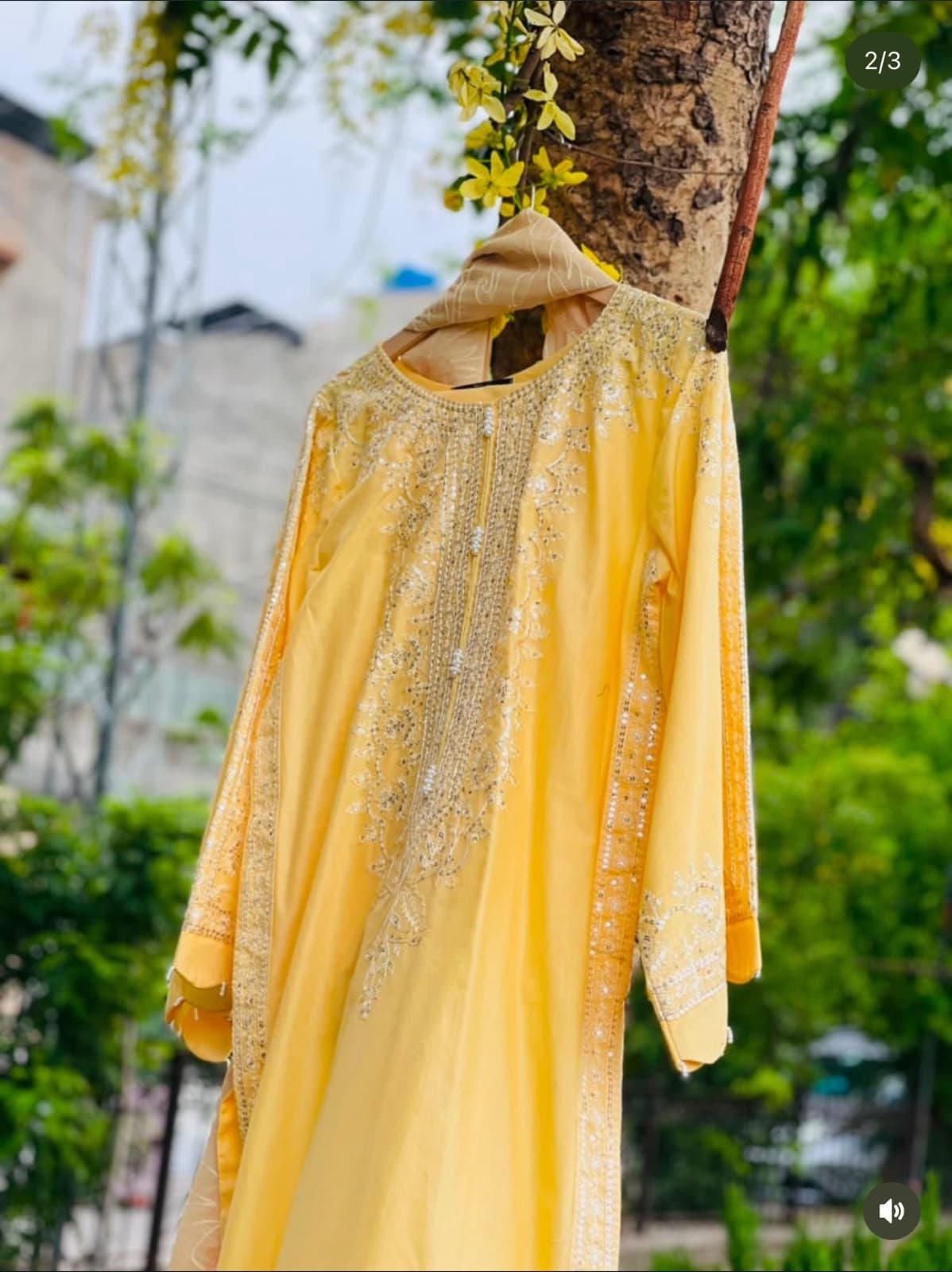 Yellow embroidered 3pc
